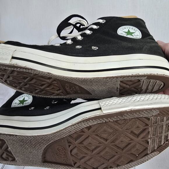 Converse Chuck Taylor All Star Hi Men's 11 Black Tan Double Fold Down 104319F - Picture 14 of 16